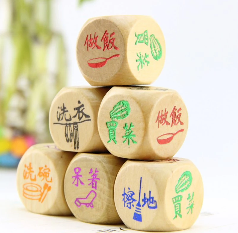 Impressão personalizada tamanho diferente Laser Engrave jogo Madeira Bamboo Dice