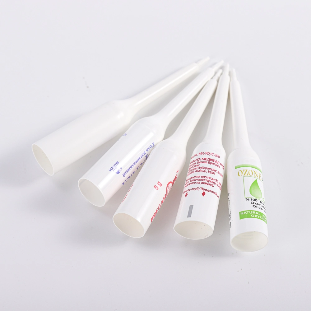 Tube en PE souple à usage pharmaceutique, tube long, buse en plastique, 5 ml Tube de conditionnement de gel vaginal