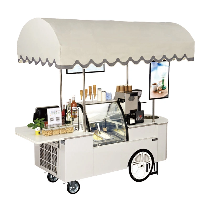 Prosky Mobile extérieur mexicain Gelato Ice Cream Food Bike Food Push Vending Truck Cart avec congélateur d'affichage à vendre.