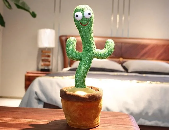 Linda Muñeca de felpa de Cactus eléctrico bailando Twist la grabación de la decoración de juguetes de peluche juguete Cactus USB Parrot bailando gracioso cantando Toy