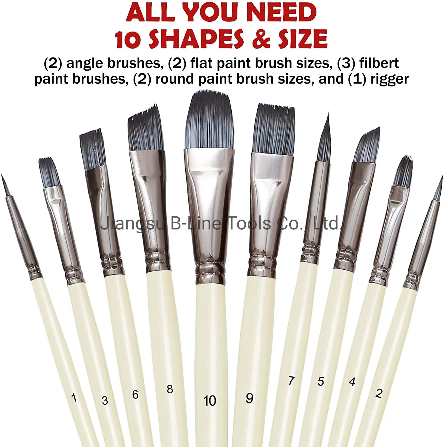 Wholesale/Supplier 10PCS Short Wooden Handle Artist Brush Paint Brush Set All Purpose