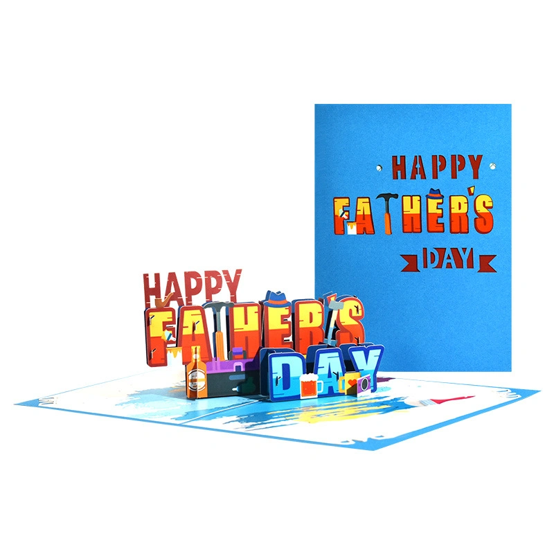 China Wholesale Fashion Happy Father&prime; S Day 3D Printing Thank You Greeting Cards