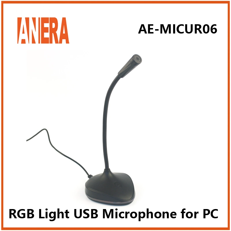 Anera New Design Portable USB Microphone Adjustable Laptop Microphone with RGB Light, USB Mic for Desktop PC