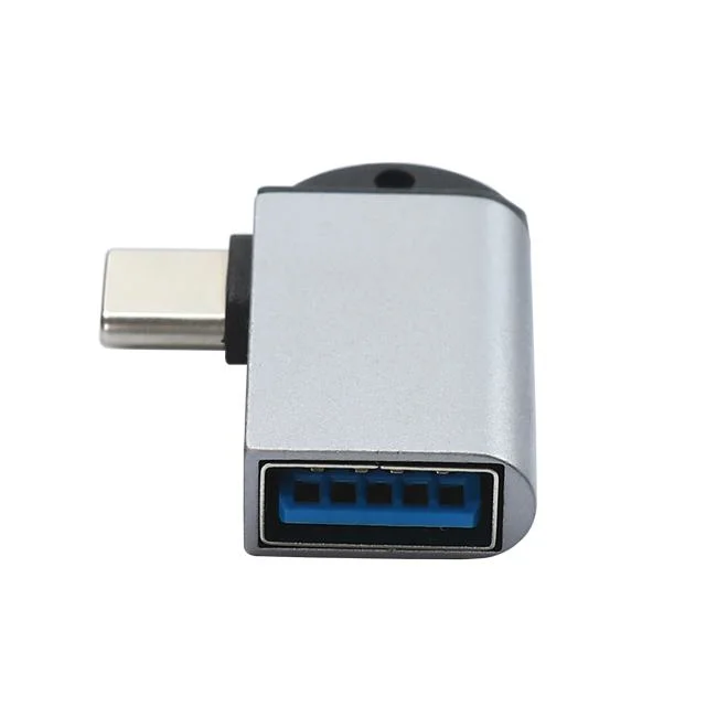 Angled USB3.0 a Female to USB C Male Adapter with Keychain Hole