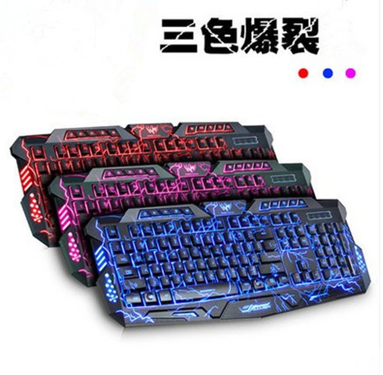 LED Backlight Wired Computer Game Keyboard 3-Color Light M200