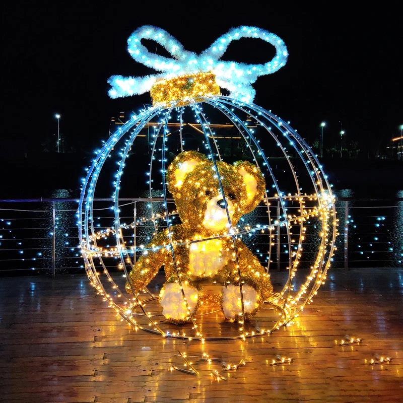 Hot Selling Christmas Lighted Teddy Bear for Outdoor Decoration