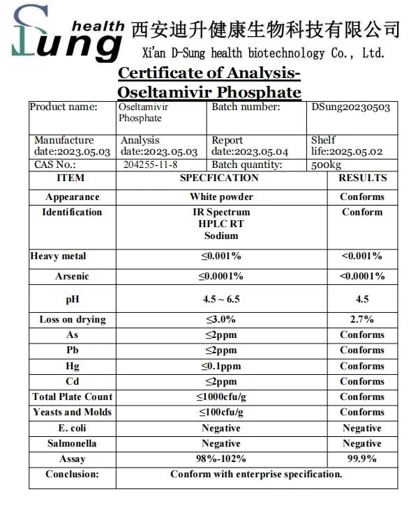 API Powder CAS 204255-11-8 Oseltamivir Phosphate Pharmaceutical Grade Oseltamivir Phosphate Anti-Influenza Oseltamivir Phosphate