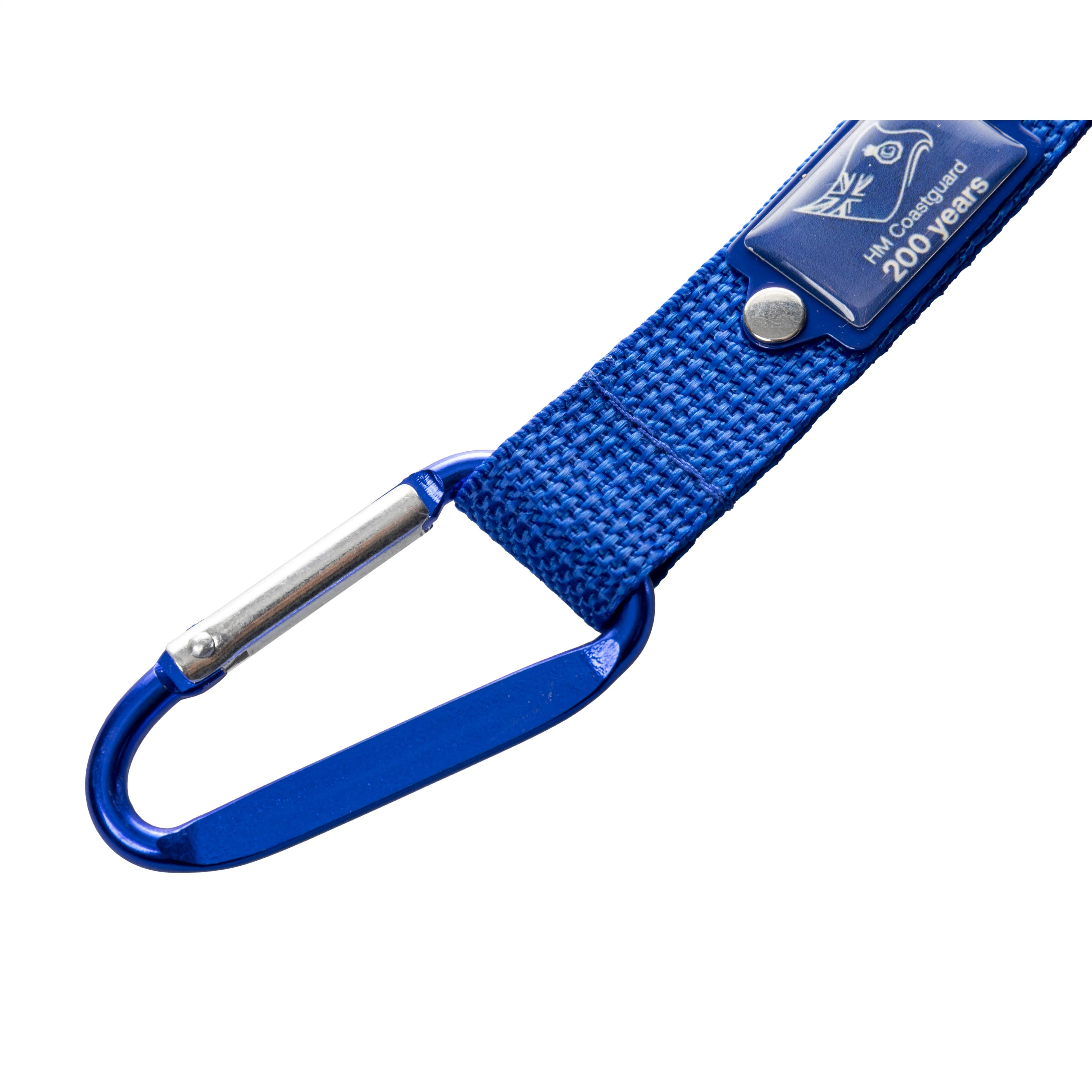 Polyester Short Strap Swivel Hook Carabiner Car Keychain with PVC Logo