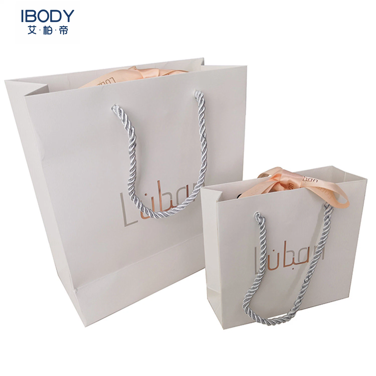 Custom Printed White Shopping Paper Bag, Small Fancy Gift Paper Bag for Clothing