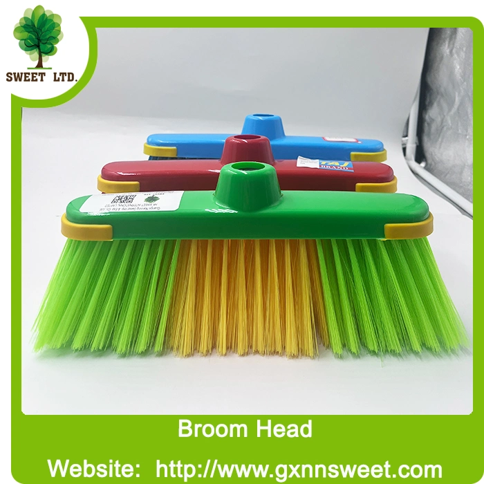 Custom Size Wholesale/Supplier Household Soft Bristles Plastic Broom Head Indoor Cleaning Broom Broom Handle