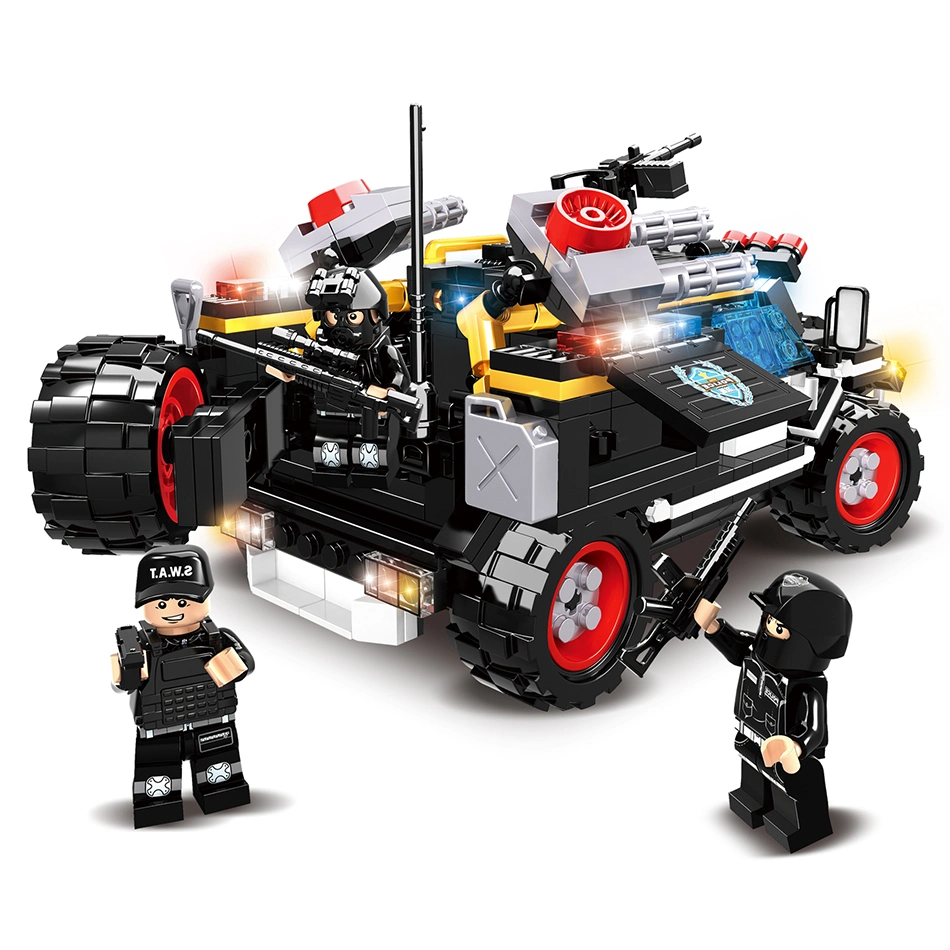 Woma Toys Wholesale/Supplier Early Education Kids Building Block Plastic Swat Armored Vehicle Black Car Other Construction Toy Hobbies