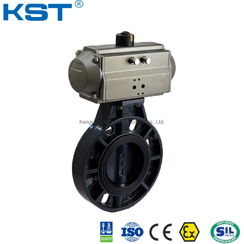 Pneumatic Actuated Wafer UPVC Butterfly Valve