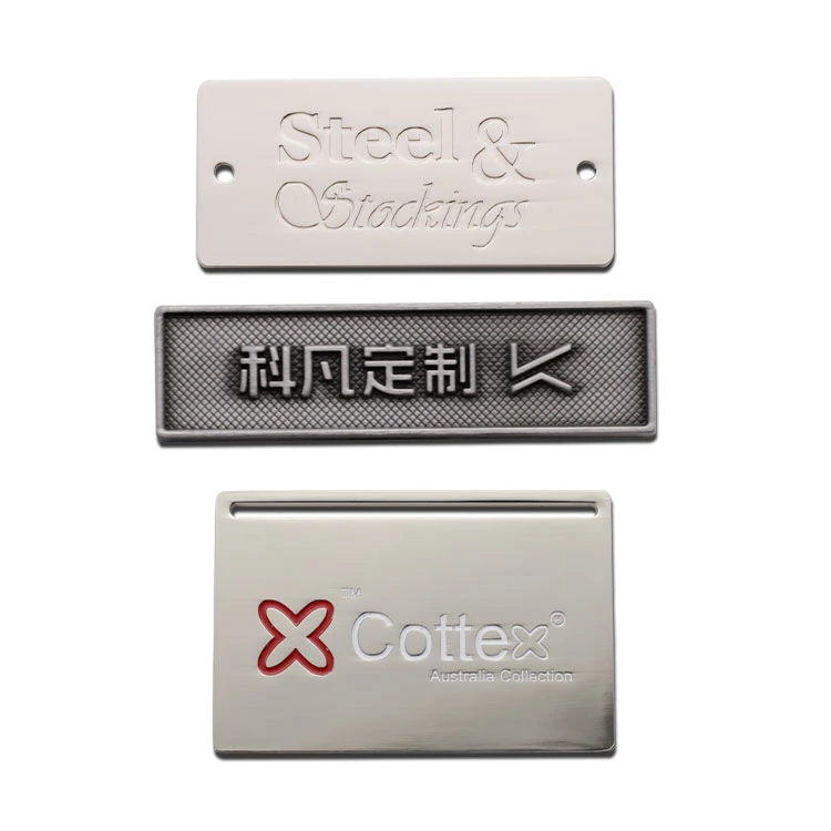 Custom Brand Logo Label for Fashion Clothing Furniture Appliance Product Metal Decal Pet Dog Tag Nameplate Promotional Gift Key Fobs Memento Coins