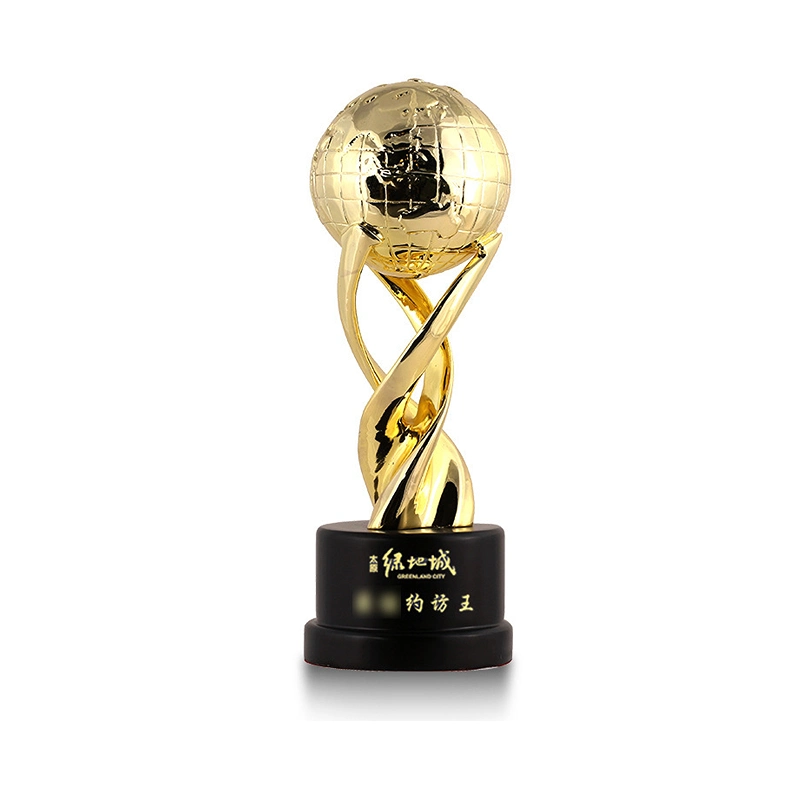 Chinese Arts and Crafts Manufacturer Designs Custom Wholesale Fine Carved Electroplated Golf and Basketball Competition Prizes Crystal Metal Trophy Cup