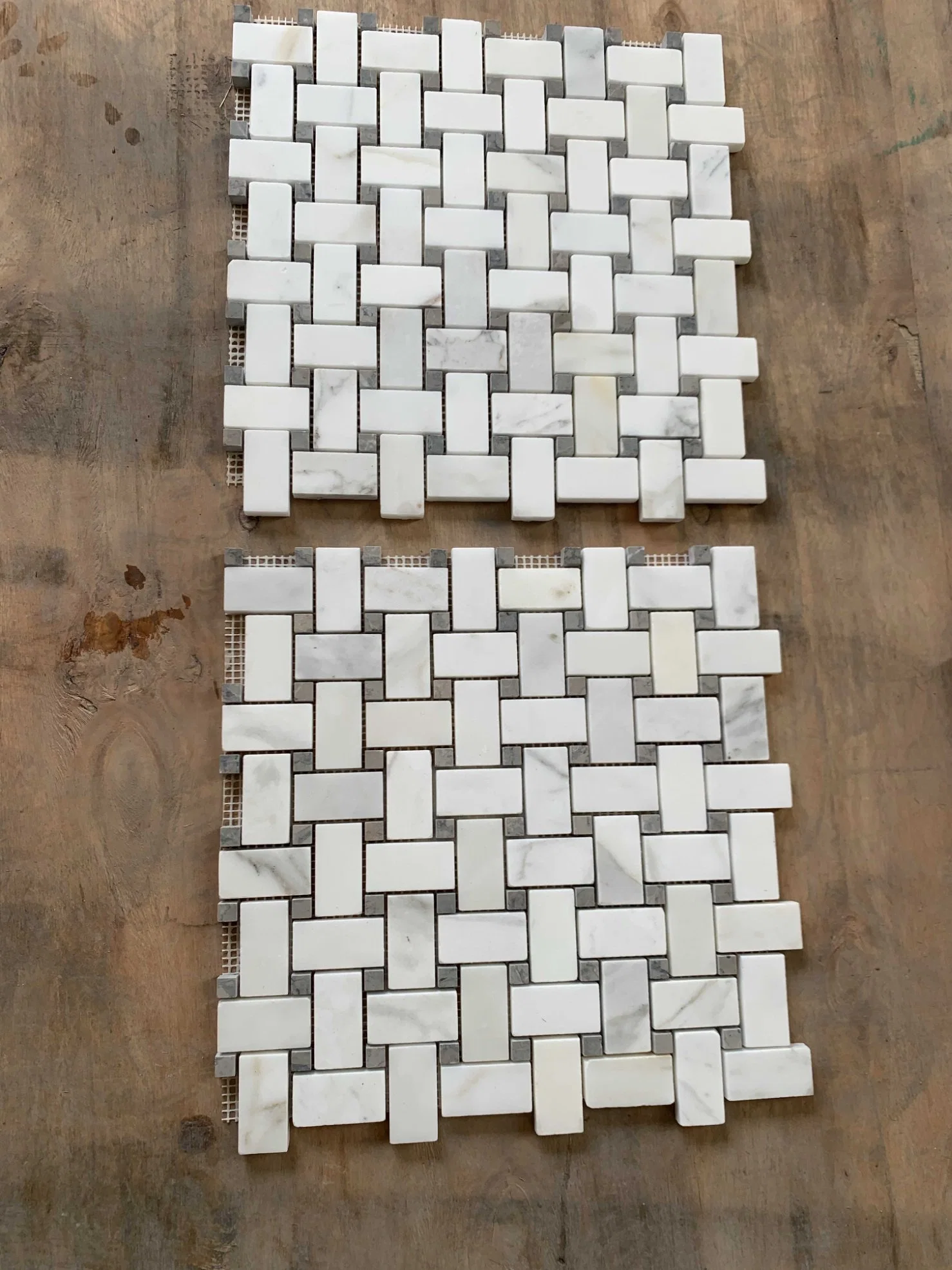 12" X 12" White Marble Basketweave Mosaic Wall & Floor Tile