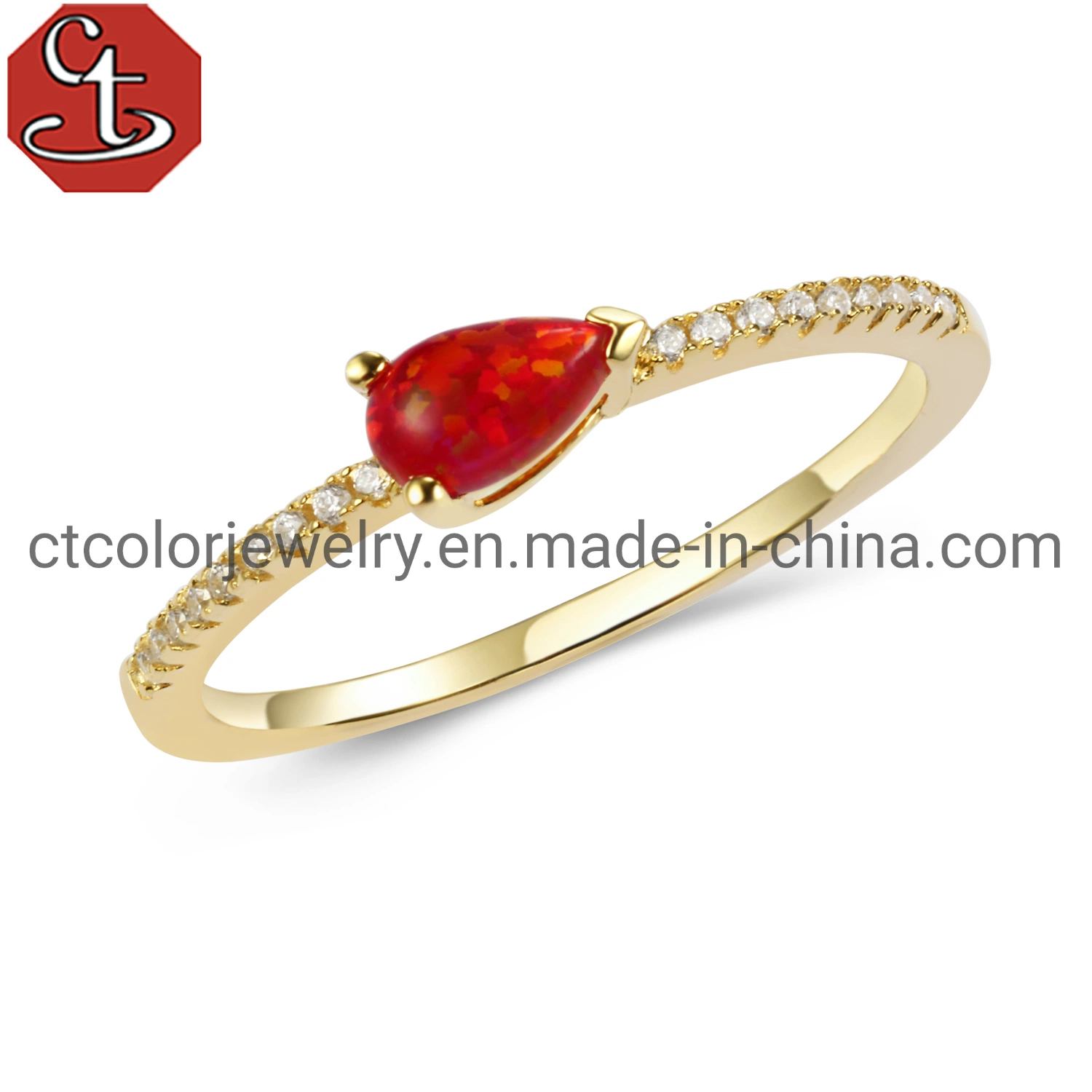 Fina Plata 925 chapada en oro 18K Joyería Anillo CZ