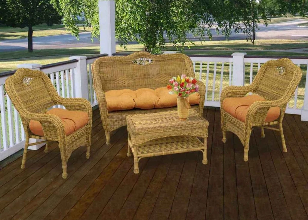 Muebles de mimbre Rattan Seccional Nuevo sofá con mesa de café jardín