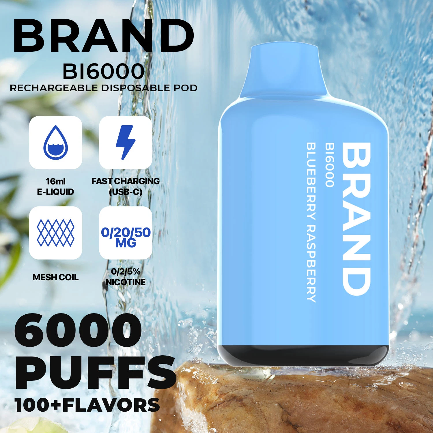 2023 Hidi OEM ODM Private Brand White Label Rechargeable 12 Flavors 6000 Puff Ceramic Mesh Core Disposable Vape	Isok Box