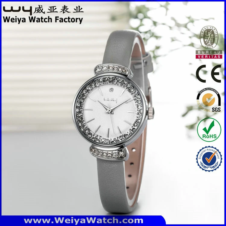 ODM Casual Fashion Leather Strap Quartz Ladies Wrist Watch (Wy-084B)