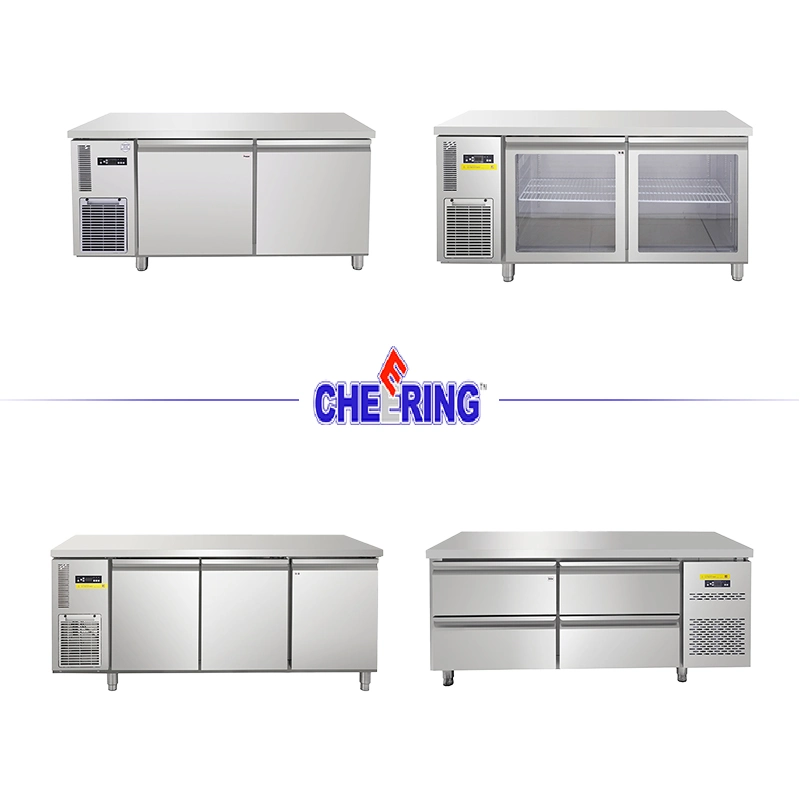 Stainless Steel Refrigeration Equipment Fresh-Keeping Chiller Cold Freezer Under Counter Kitchen Refrigerator