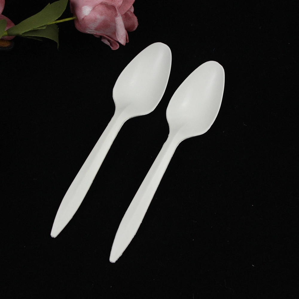 Cubiertos de plástico desechables 145mm de longitud Cuchara de plástico PS blanca personalizada para llevar.