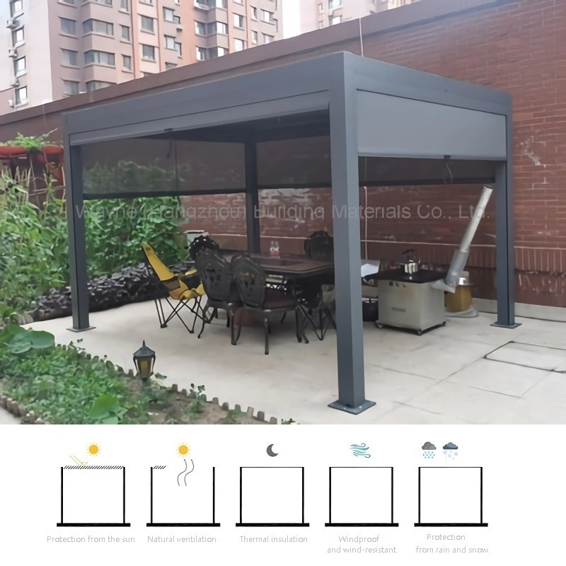 Adjustable Louver Roof System Aluminium Arches Arbours Pergolas with LED Lights