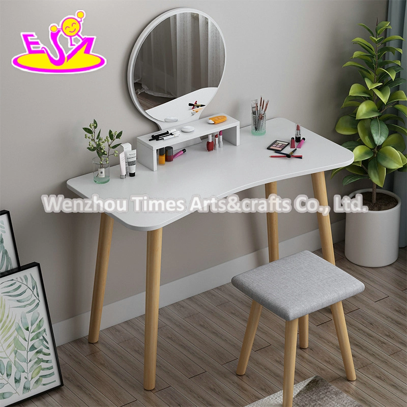 Customize Girls White Wooden Dressing Table Set with Stool W08h155