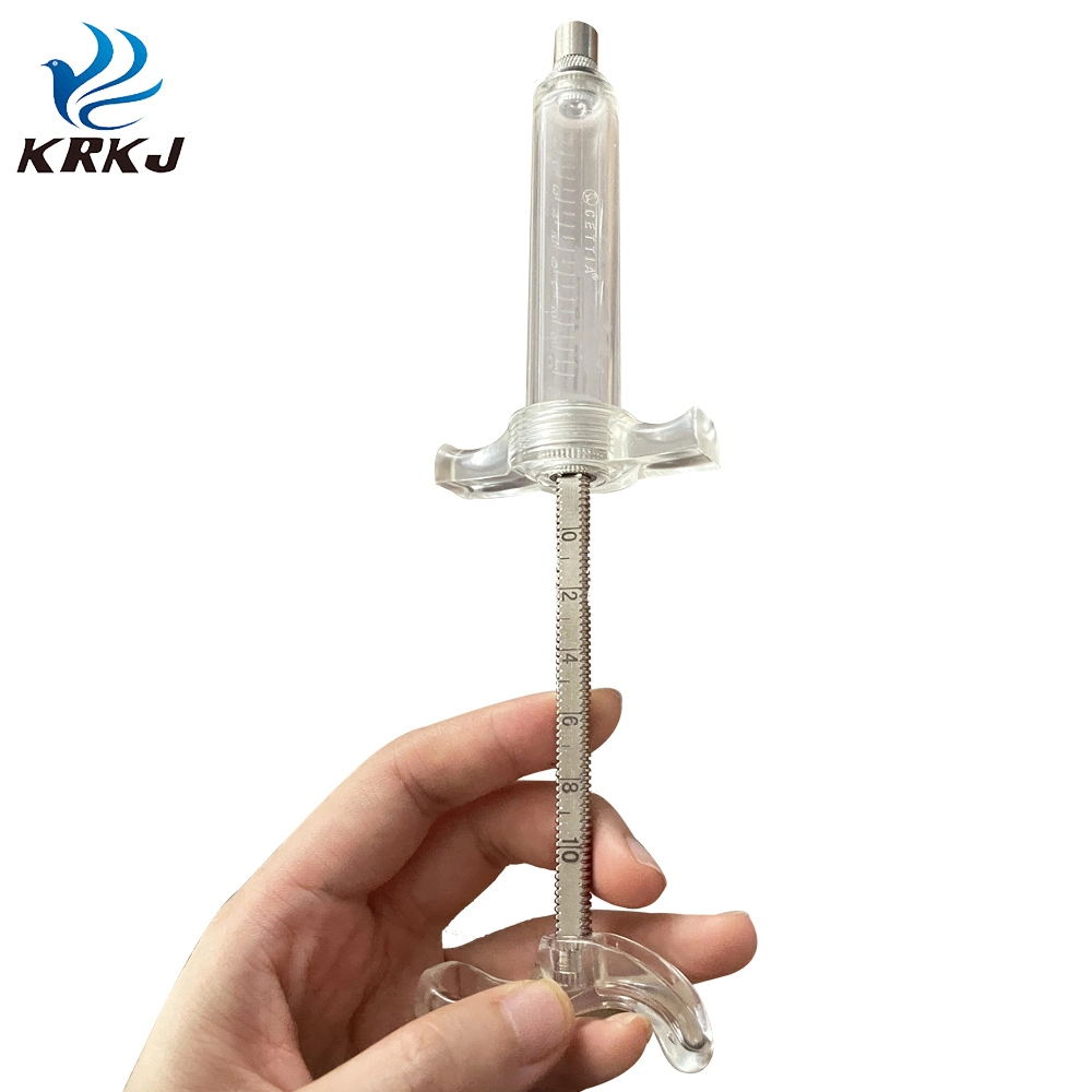 Veterinary Reusable Animal 20ml Brass Rode Fiberglass Tpx Syringe with Dosage Lock