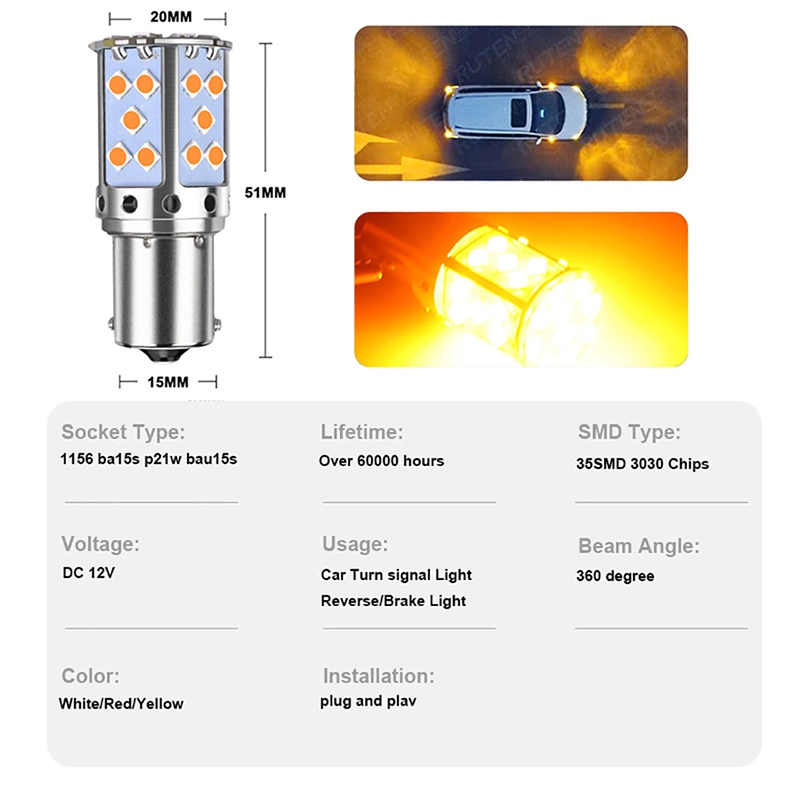 Auto Lighting System 12V Car LED 1156 1157 3156 3157 LED Turn Light Brake Signal Bulb