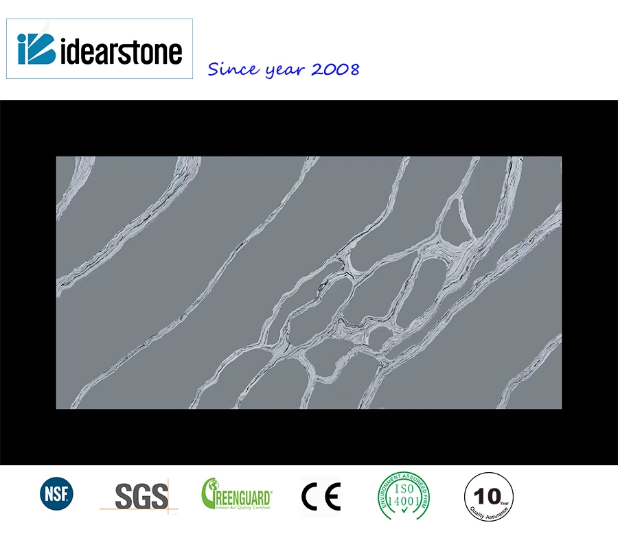 SGS Passed Moh's 6 High Hardness Polished Carrara Jazz White Calacatta Artificial Composite Quartz Stone