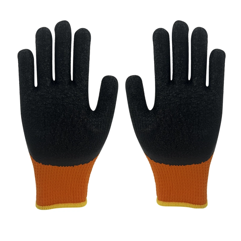 Batch Hair Circle Cotton Latex Creased Rubber Protective Gloves Warm Good Wear and Anti-Slip Work Gloves