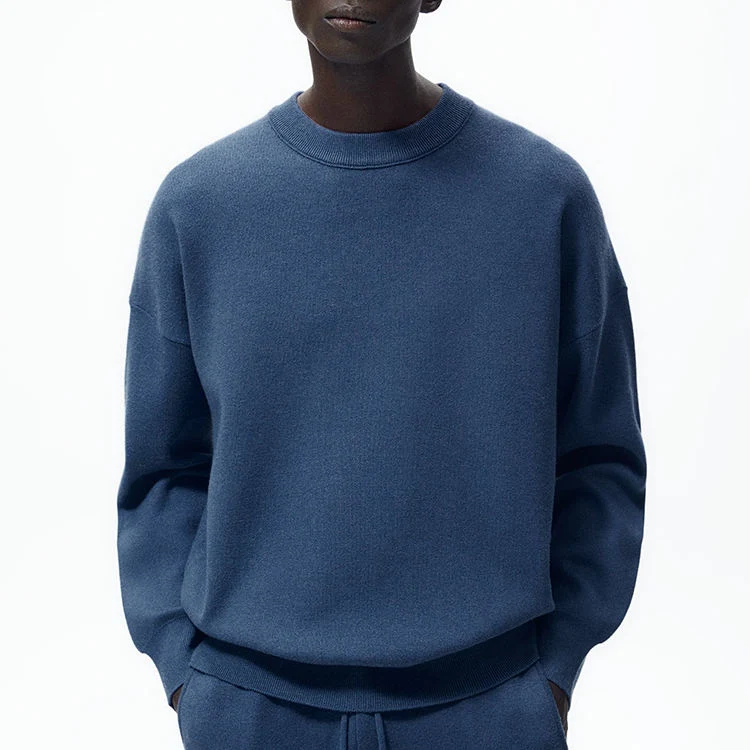 Custom Men Drop Shoulder 100% Cotton High Quality Crew Neck Oversize Sweatshirt Heavy Weight Casual Blank Pullover Sweatshirts