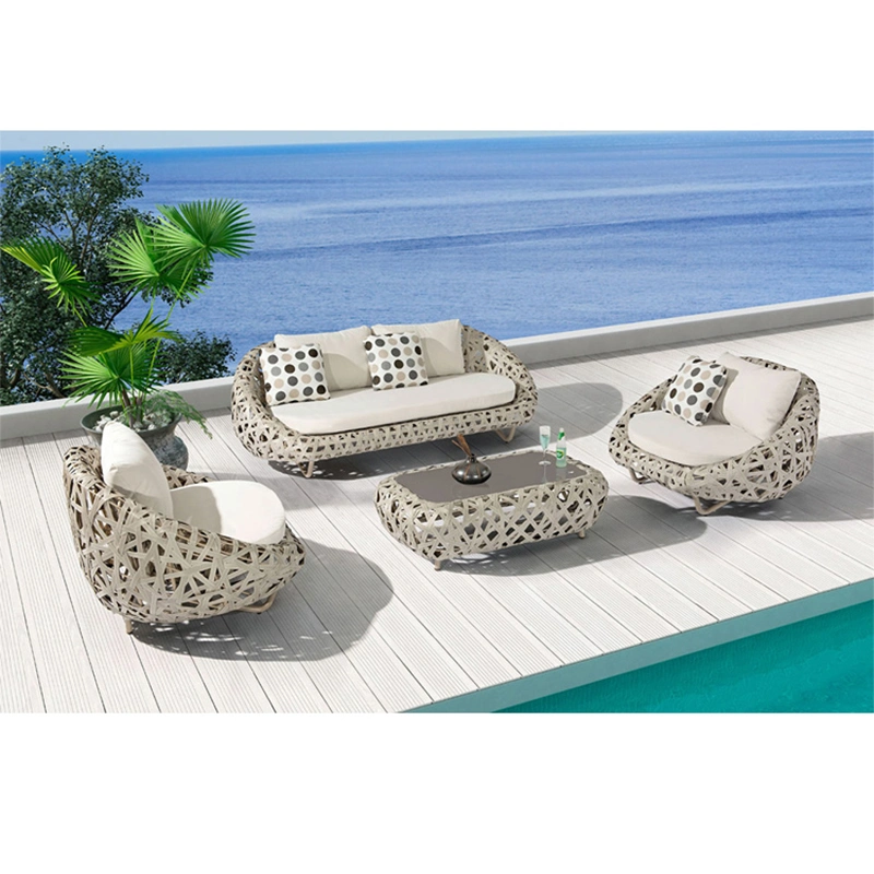 Nordic Style Luxury Garden Rattan Outdoor Furniture Alum Wicker Rattan Sofa Set