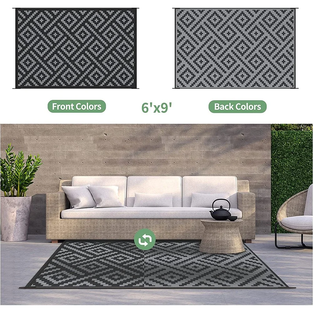 3X6 FT Waterproof Modern Area Rugs Reversible Outdoors Mats Plastic Straw Carpet for Indoor Outdoor