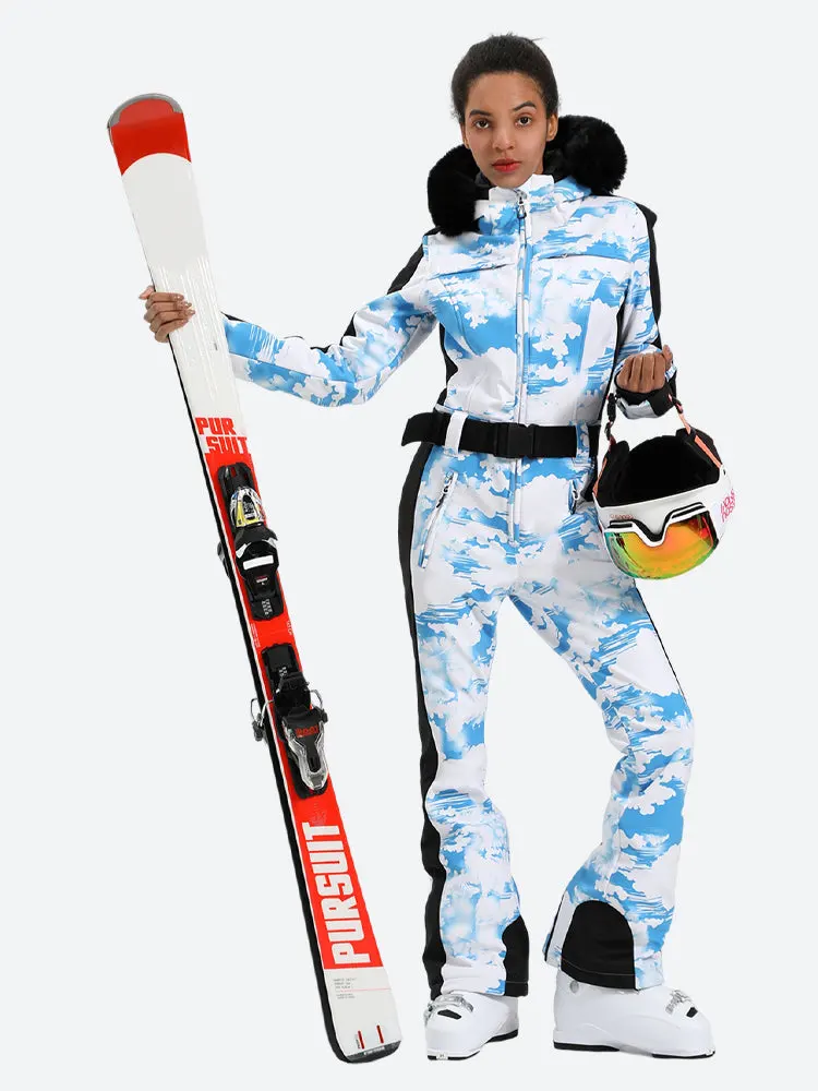 Combinaison de ski une pièce en fausse fourrure pour femmes Hiworld Vêtements de sport