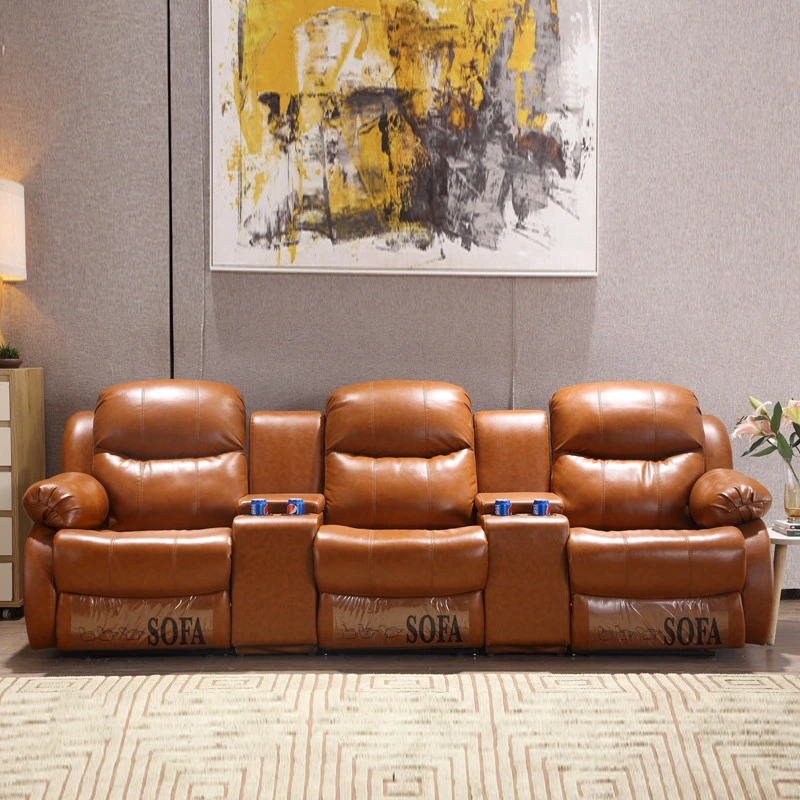 High Density and Elastic Sponge Modern Corner Leather Cinema Sofa