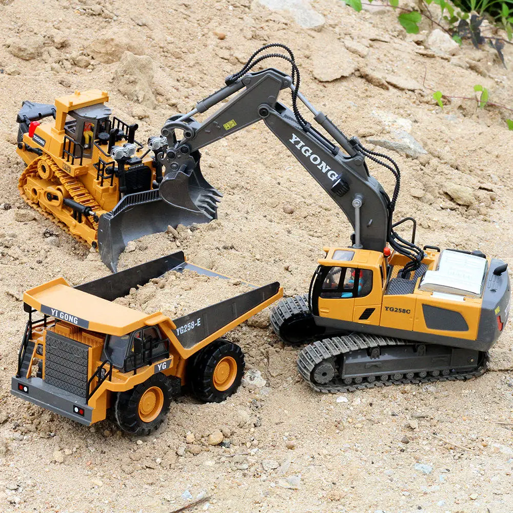 New 1/20 Scale Alloy Excavator Toy 1/24 Model RC Car Metal Die Casting Construction Engineering Toy 2.4GHz