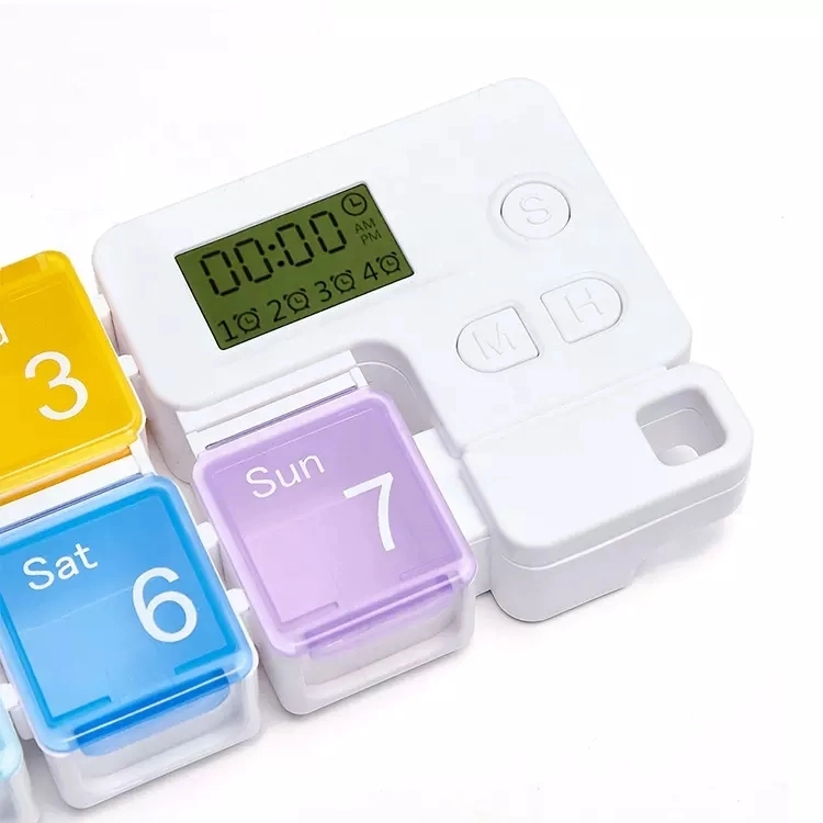 One Week Electronic Reminder Pill Smart Box R Automatic Alarm Smart Supplements Modular Cases Container Medical Holder Pill Box with Timer