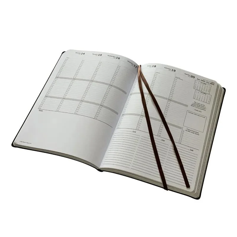 Free Sample OEM Debossed Logo Planner Organizer A4 PU Leather Planner Printing