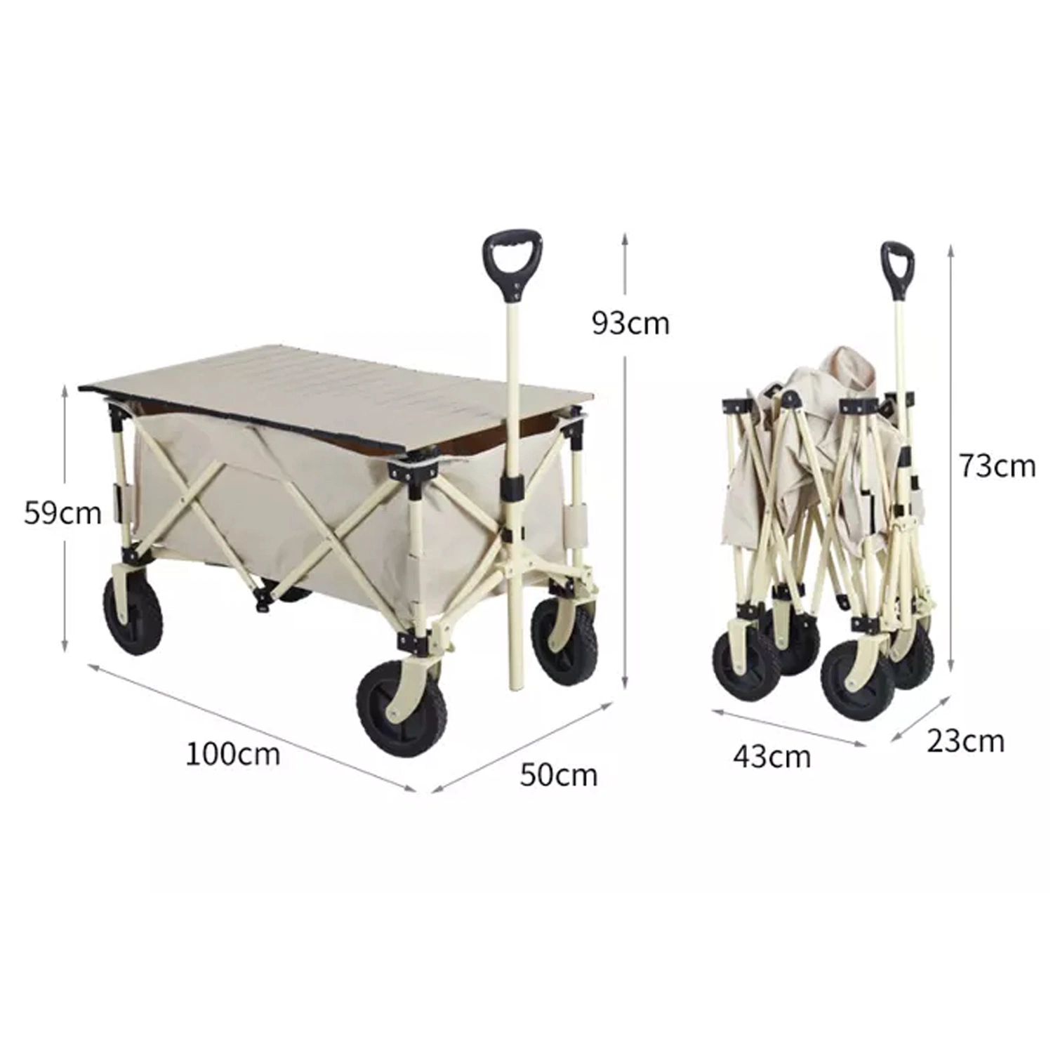 Camping de pliage Wagon Garden panier Chargement de la plage de châssis en acier solide chariot Wagon Handtruck pliable