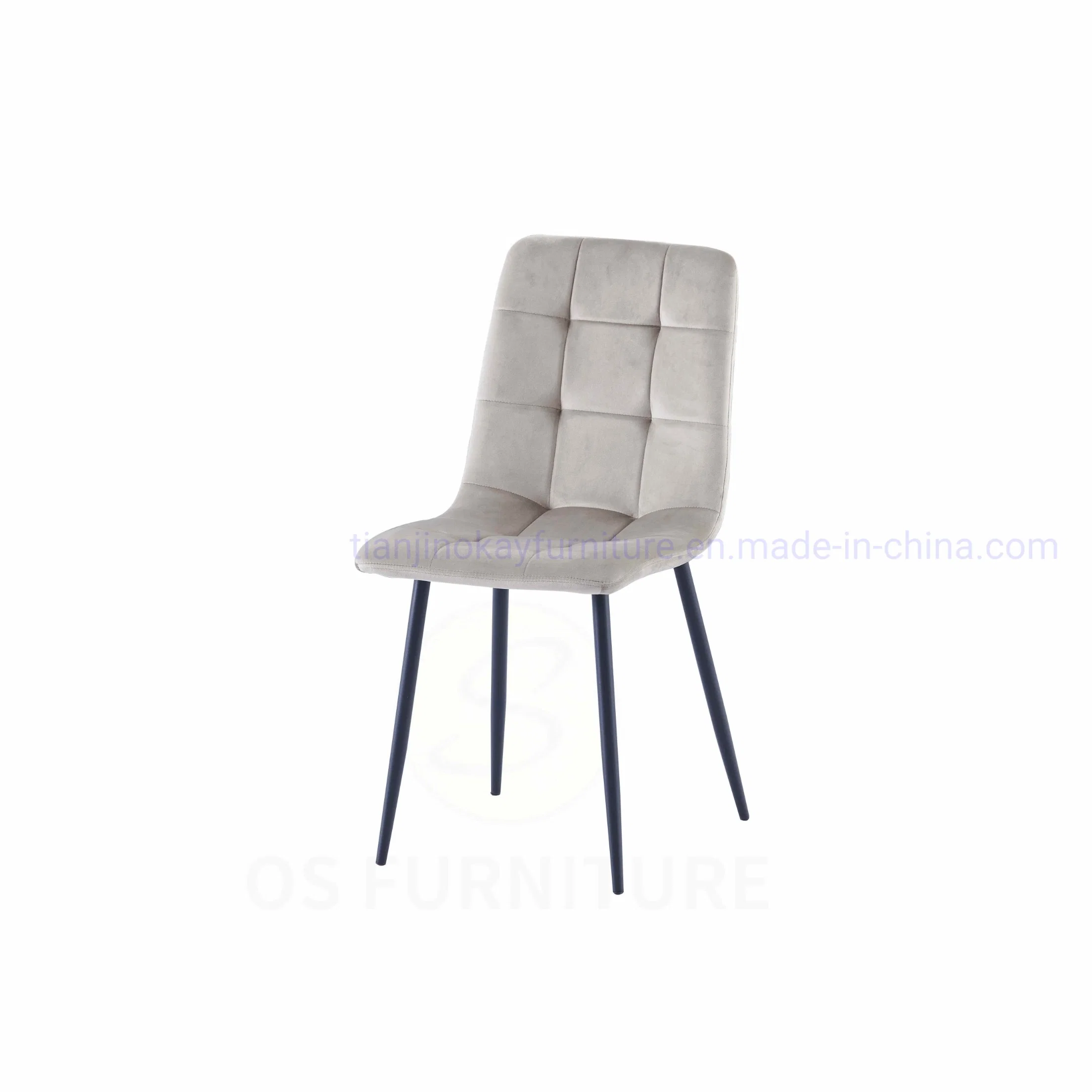 Modern Velvet Hotel Dining Chair Stoff Oberfläche Metall Beine Wohnen Esszimmerstuhl