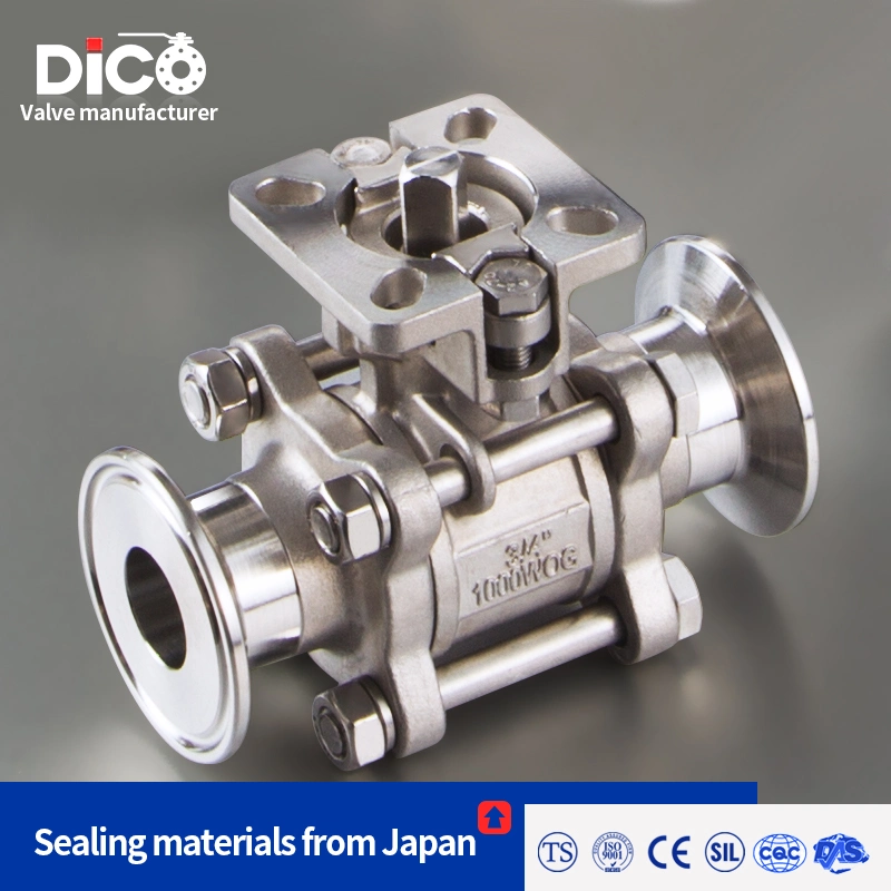 Industrial Equipment &amp; Components Clamp End with ISO5211 Mounted Pad CF8 3PC Ball Valve