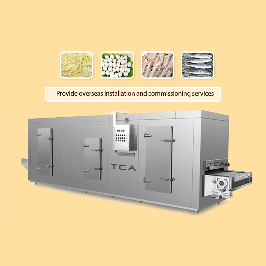 TCA High Quality Industrial IQF Quick Freezing Strawberry Tunnel Fluidized Bed Bed 1000kgs/H Freezer Machine