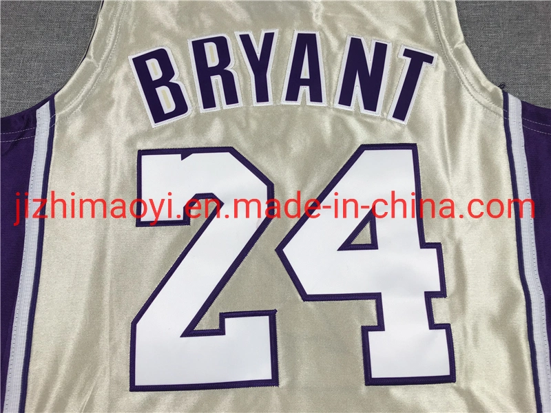 Atacado Los Angeles Lakers Ko - esteja Bryant N-B-a Hall of Fame Vestuário para t-shirt dourada Jersey # 24 Roxo