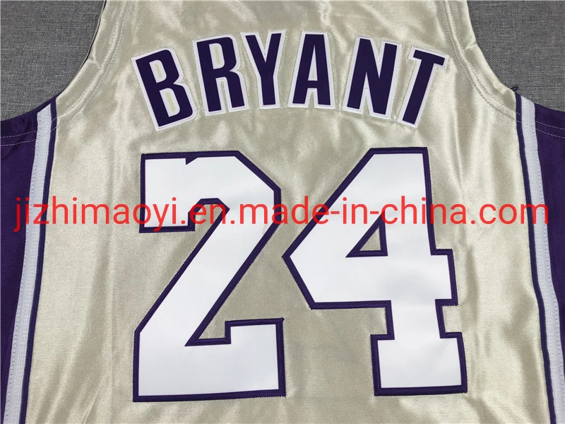 Großhandel/Lieferant Los Angeles Lakers Ko-Be Bryant N-B-A Hall of Fame Jersey #24 Purple Golden T Shirt Bekleidung