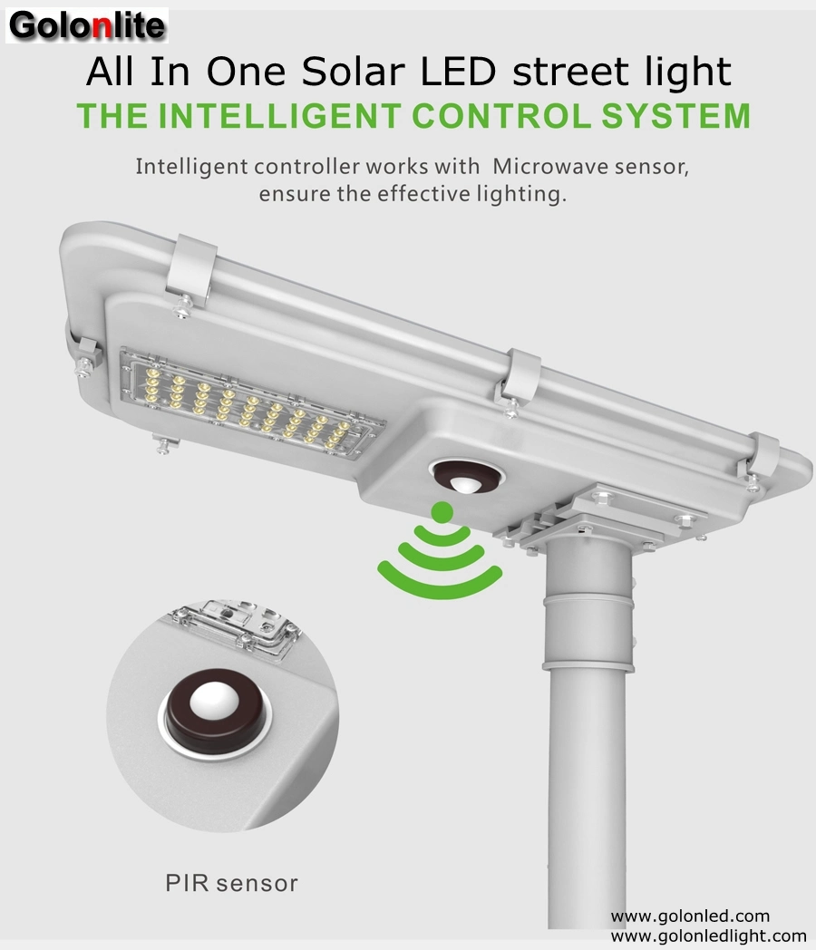 160lm/W Super Bright 8W 1280lm All in One Integrated Outdoor Lighting Solar LED Street Light