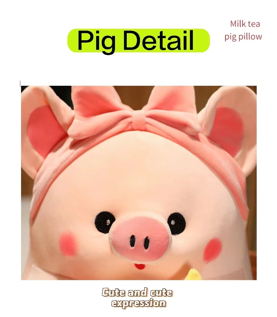 Almofada macia de brinquedo kawaii Animal para bebé Boneca Boba macia com leite de chá Toy Pig