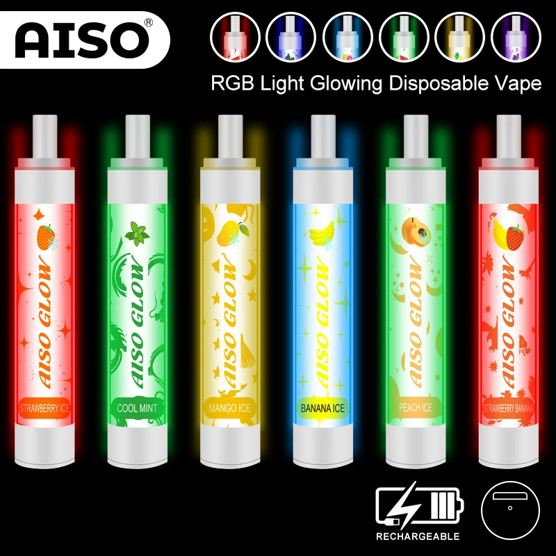 OEM Factory Price 8.5ml Aiso Glow 2600puffs LED Disposable/Chargeable Vape Pen