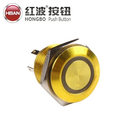 Ring Illumine Momentary Switch 16mm Yellow Color Button Aluminum Alloy