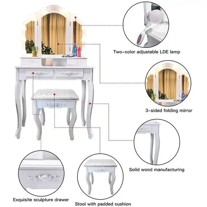 Bed Room Furniture Dressing Table Set with Mirror